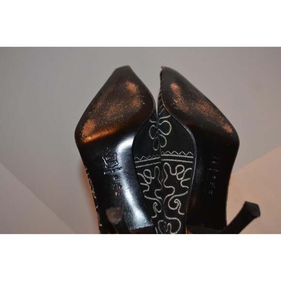 Vintage Mule Y2K Western Streetwear Urban White on Black Pointy - Picture 6 of 7